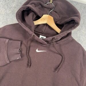 Nike Sportswear Club Phoenix Fleece Hoodie Womens Small Brown DJ7668-203